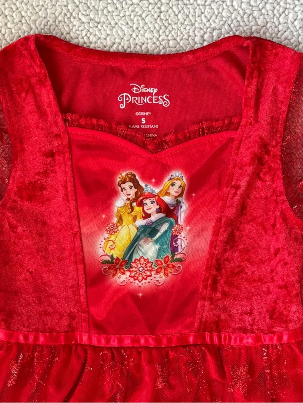 Disney Red Princess Dress with Multicolor Princess Art - Picture 1 of 7